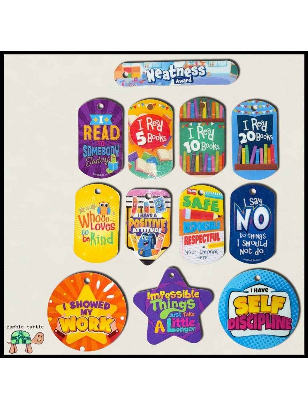 School Life Reading and Behavior Reward Pins Set